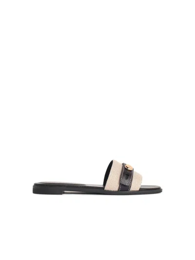 Tory Burch 'romy' Brown Lear Blend Slippers In Multi