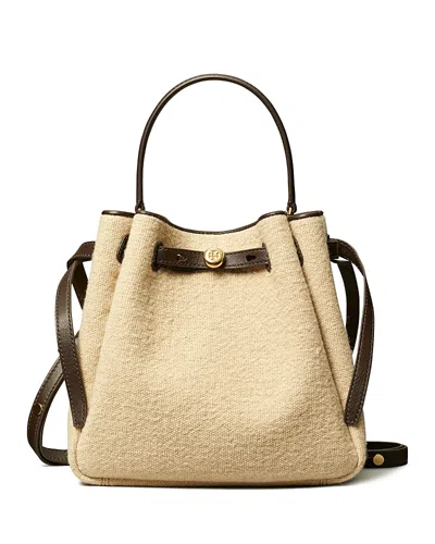 Tory Burch Romy Canvas Bucket Bag In Brown