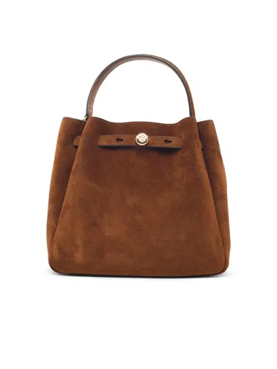 Tory Burch 'romy' Bucket Bag In Brown Suede