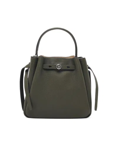 Tory Burch 'romy' Bucket Bag In Green Lear In Gray