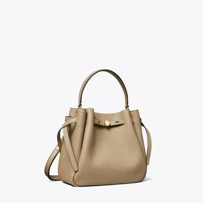 Tory Burch Romy Logo Button Bucket Bag In Neutral