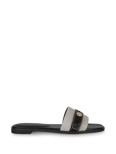 Tory Burch Logo-button Leather-trim Sandals In Multi