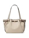 Tory Burch Romy Canvas Tote Shoulder Carryall Bag In Nude