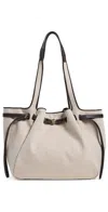 Tory Burch Romy Canvas Tote Shoulder Carryall Bag In Neutral