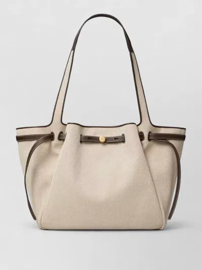 Tory Burch Romy Canvas Tote Shoulder Carryall Bag In Pink