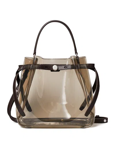 Tory Burch Romy Clear Bucket Bag In Brown