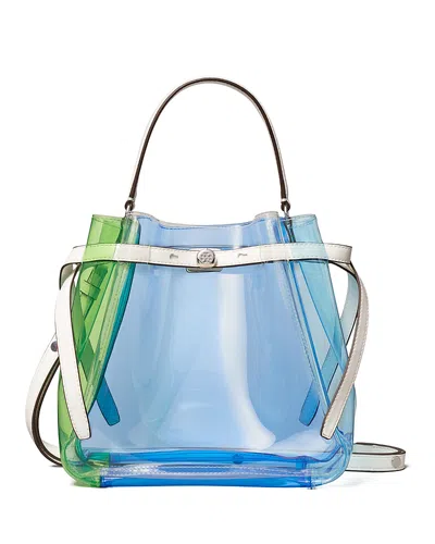 Tory Burch Romy Color-block Clear Bucket Bag In Blue