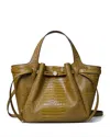 Tory Burch Small Romy Croc-embossed Tote In Green