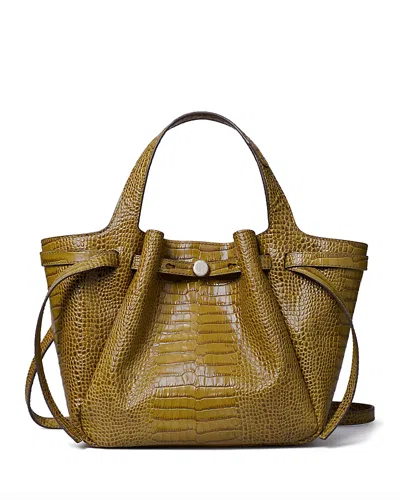 TORY BURCH ROMY CROC LEATHER SMALL TOTE