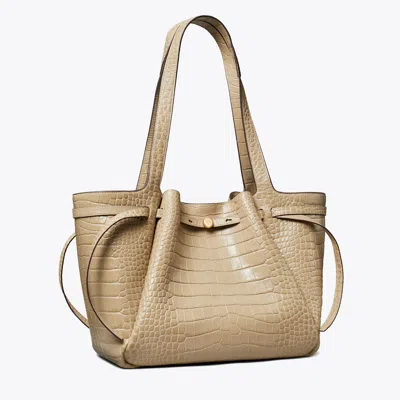 Tory Burch Romy Croc-embossed Tote In Neutral