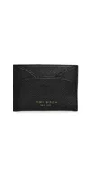 Tory Burch Womens Black Romy Flat Foil-print Leather Card Holder In Black