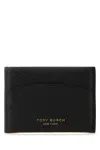 Tory Burch Romy Flat Card Case In Black