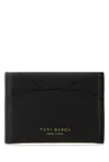 Tory Burch Romy Flat Card Case In Black