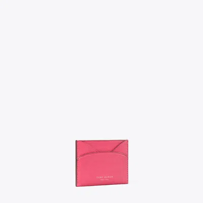 Tory Burch Romy Flat Card Case In Pink