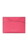 Tory Burch Romy Flat Leather Card Case In Pink