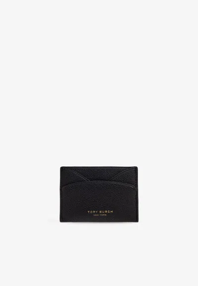 Tory Burch Romy Flat Cardholder In Grained Leather In Black
