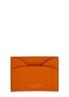 Tory Burch Romy Flat Grained Leather Card Case In Orange