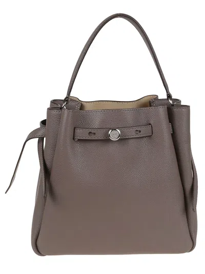 Tory Burch Romy Green Leather Structured Shopper Bag In Gray