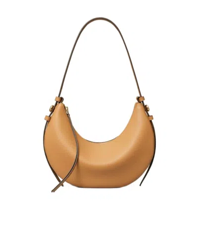Tory Burch Romy Half Moon Zipped Shoulder Bag In Brown