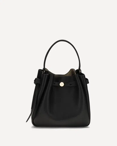 Tory Burch Romy Hammered Leather Bucket Bag In Black