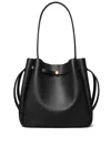 Tory Burch Romy Large Leather Bucket Bag In Black
