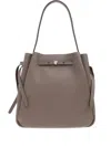 Tory Burch Large Romy Leather Bucket Bag In Gray