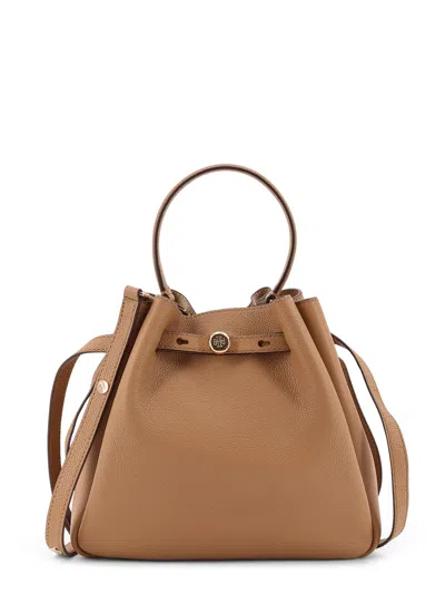 Tory Burch Romy Leather Bucket Bag In Brown