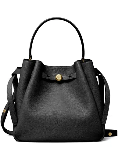 Tory Burch Romy Leather Bucket Bag In Black