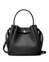 Tory Burch Romy Pebbled Small Bucket Bag Black In Black