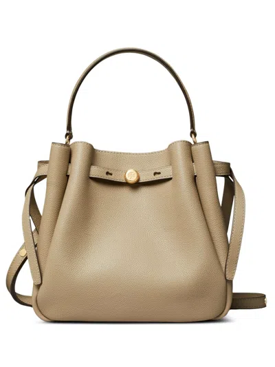 Tory Burch Romy Leather Bucket Bag In Neutral
