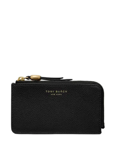 Tory Burch Romy Leather Card Case In Black