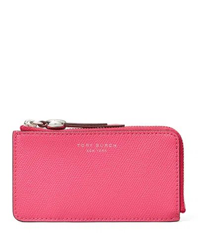 Tory Burch Romy Leather Card Case In Pink