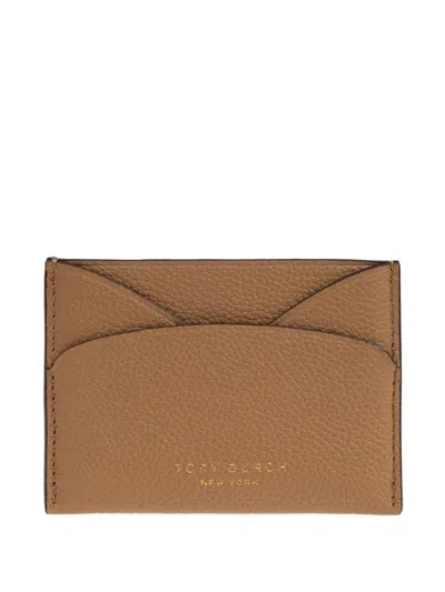 Tory Burch Romy Leather Card Holder In Brown