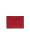 Tory Burch Romy Leather Flat Card Case In Red