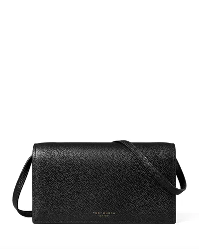 Tory Burch Romy Leather Crossbody Wallet In Black