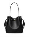 Tory Burch Large Romy Pebble Leather Bucket Bag In Black