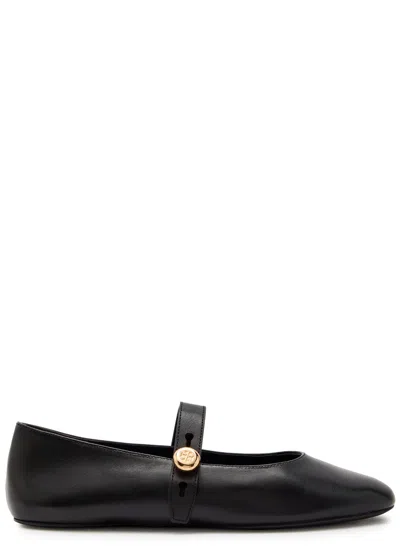 Tory Burch Romy Leather Mary Jane Flats In Black