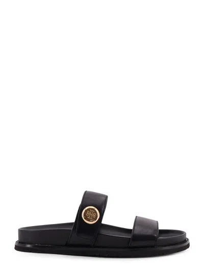 Tory Burch Romy Leather Double Strap Slide Sandals In Black