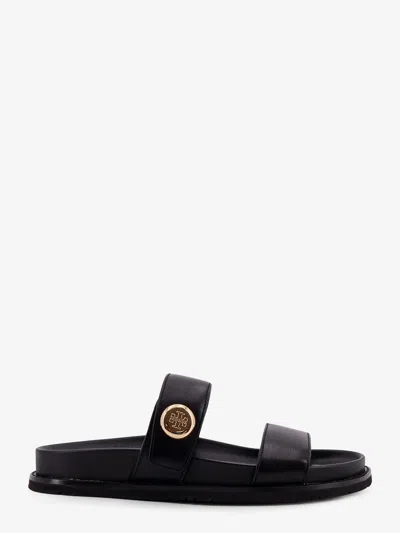 Tory Burch Romy Leather Flat Sandals In Black