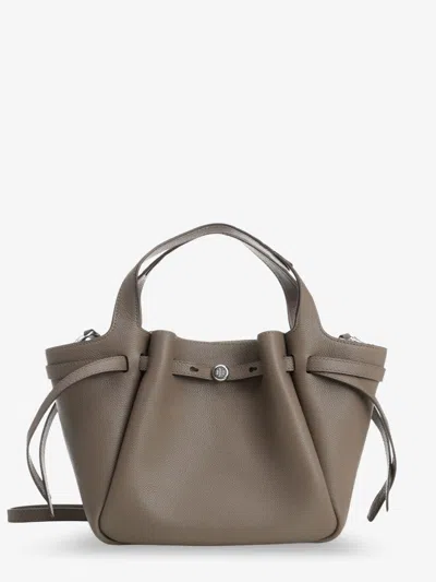 Tory Burch Romy Leather Shoulder Bag In Gray