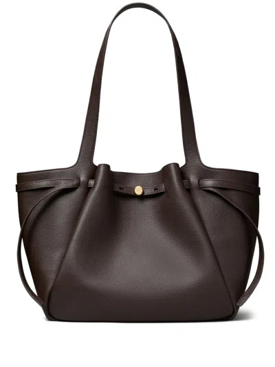 Tory Burch Romy Pebble Leather Tote In Brown