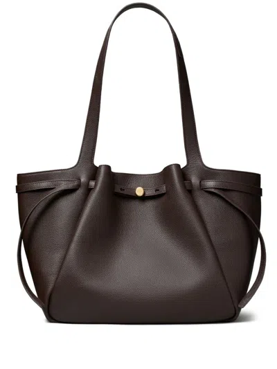 Tory Burch Romy Pebble Leather Tote In Brown