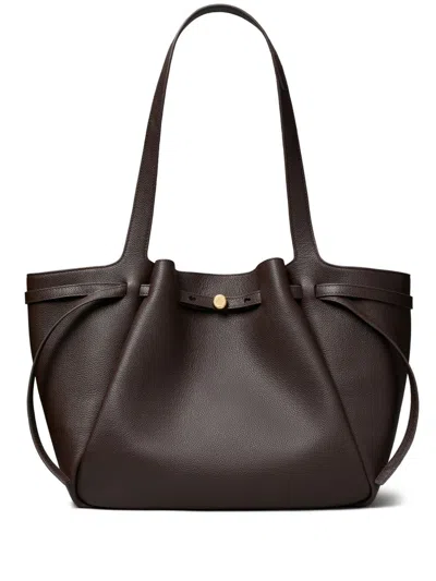 Tory Burch Romy Pebble Leather Tote In Brown
