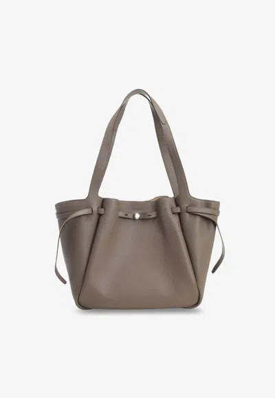 Tory Burch Romy Leather Tote Bag In Gray