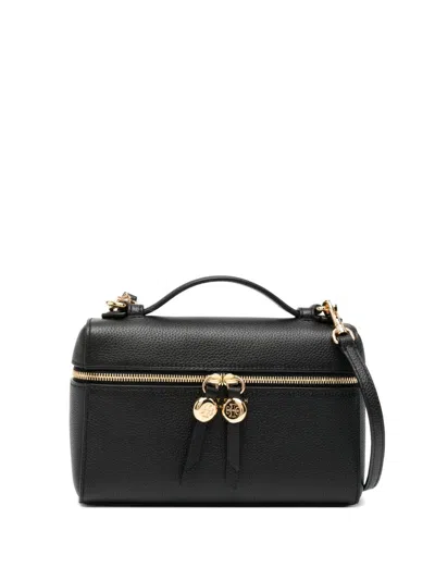 Tory Burch Romy Leather Vanity Case In Black