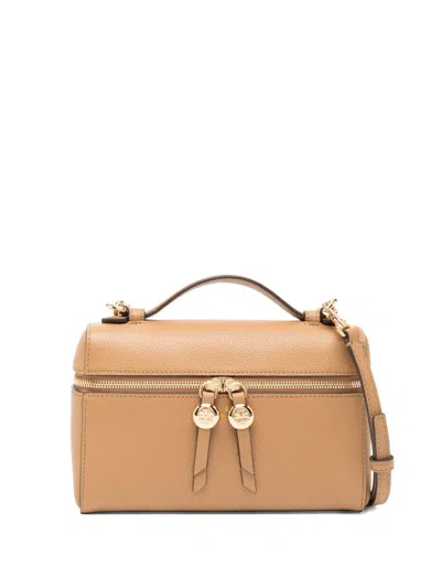 Tory Burch Romy Leather Vanity Case In Brown