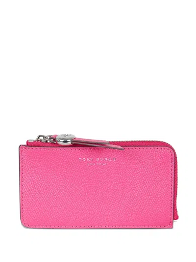 Tory Burch Romy Leather Wallet In Pink