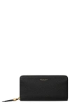 Tory Burch Romy Leather Zip Around Continental Wallet In Black