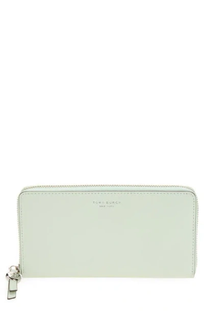 Tory Burch Romy Leather Zip Around Continental Wallet In Green