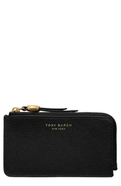 Tory Burch Romy Leather Zip Card Case In Black